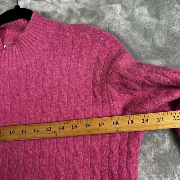 J. Crew Womens Pullover Sweater Size Medium Cable Knit Pink Cottage Core - Picture 5 of 10